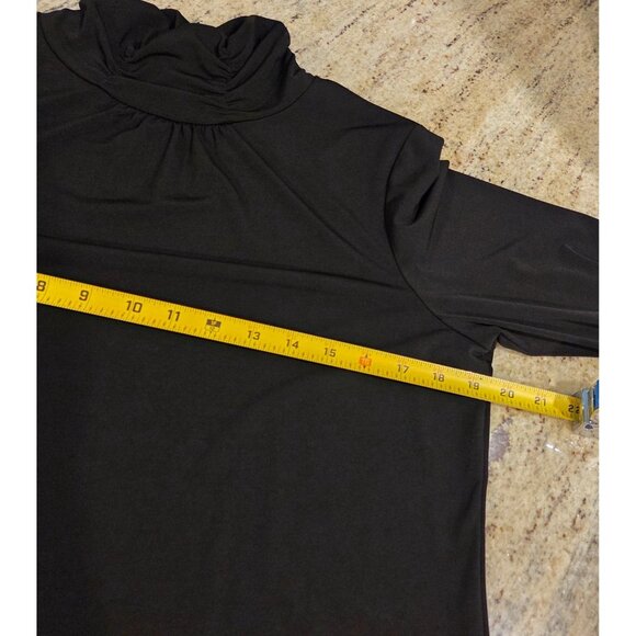 Susan Graver Essentials Woman's Size M Black  Butterknit Ruched Turtleneck Top - Picture 3 of 14